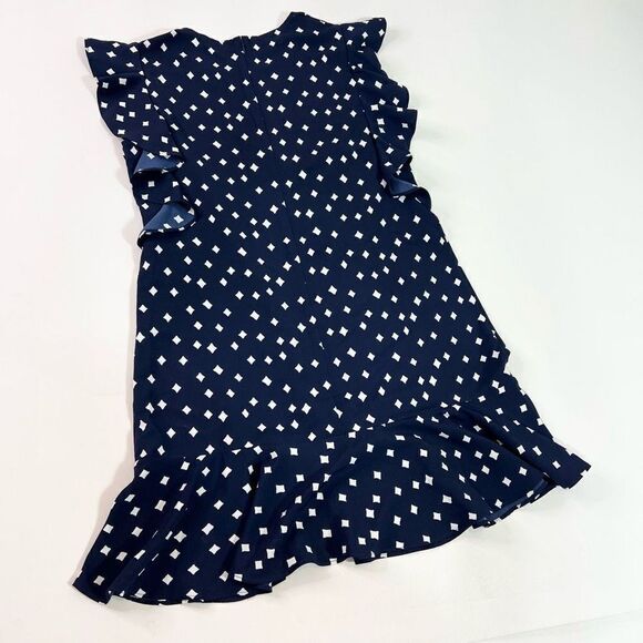 Vineyard Vines Dress Women's Size 4 Navy White Flutter Sleeveless Ruffle Shift - Picture 8 of 9